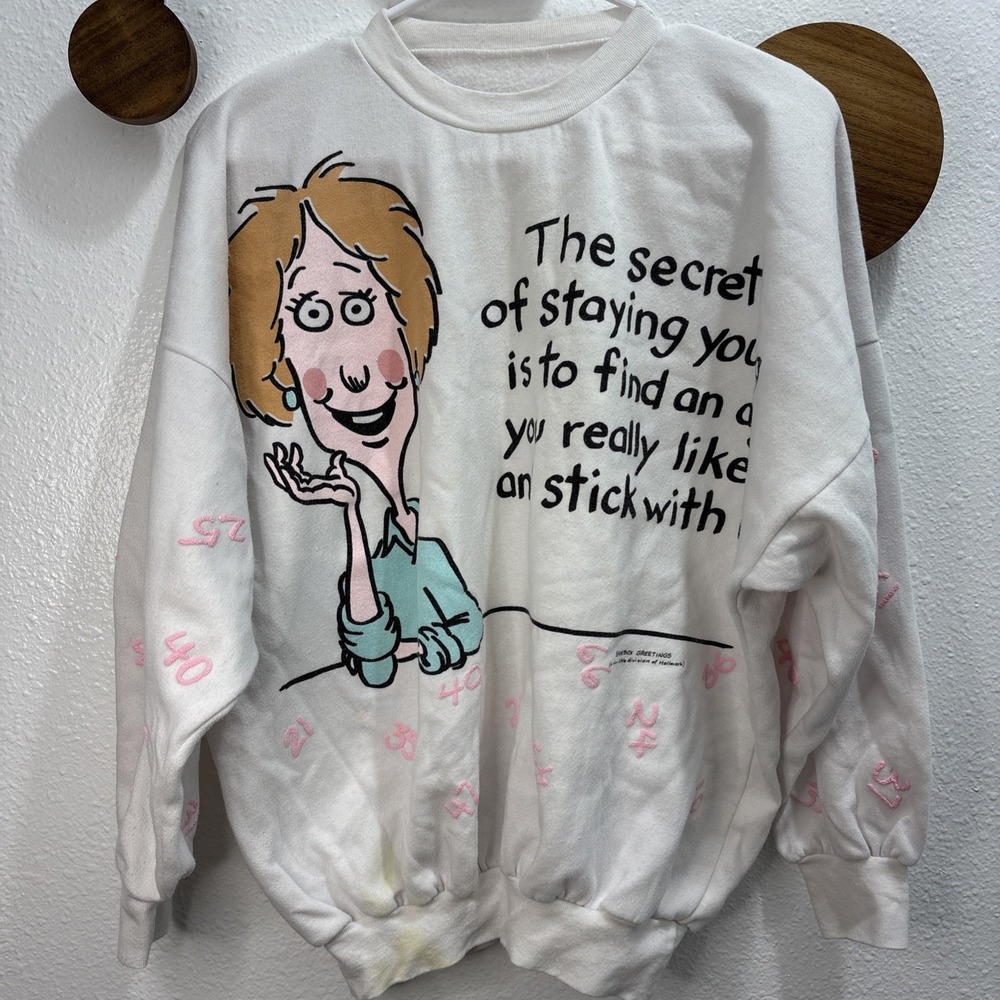 Vintage Spumoni Sweatshirt Womens Large Shoebox Greetings Hallmark Graphic 80s